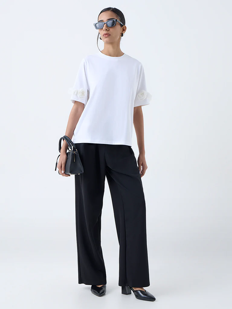 Wardrobe White Rosette T-Shirt - Image 2