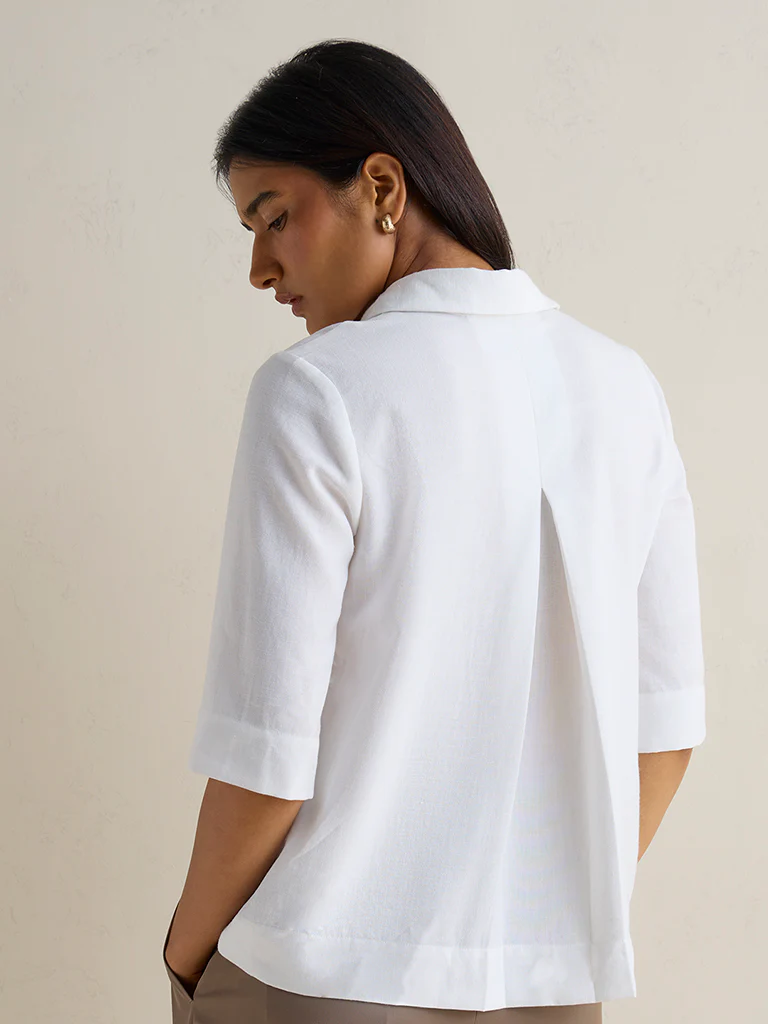 Wardrobe White Solid Blouse - Image 4