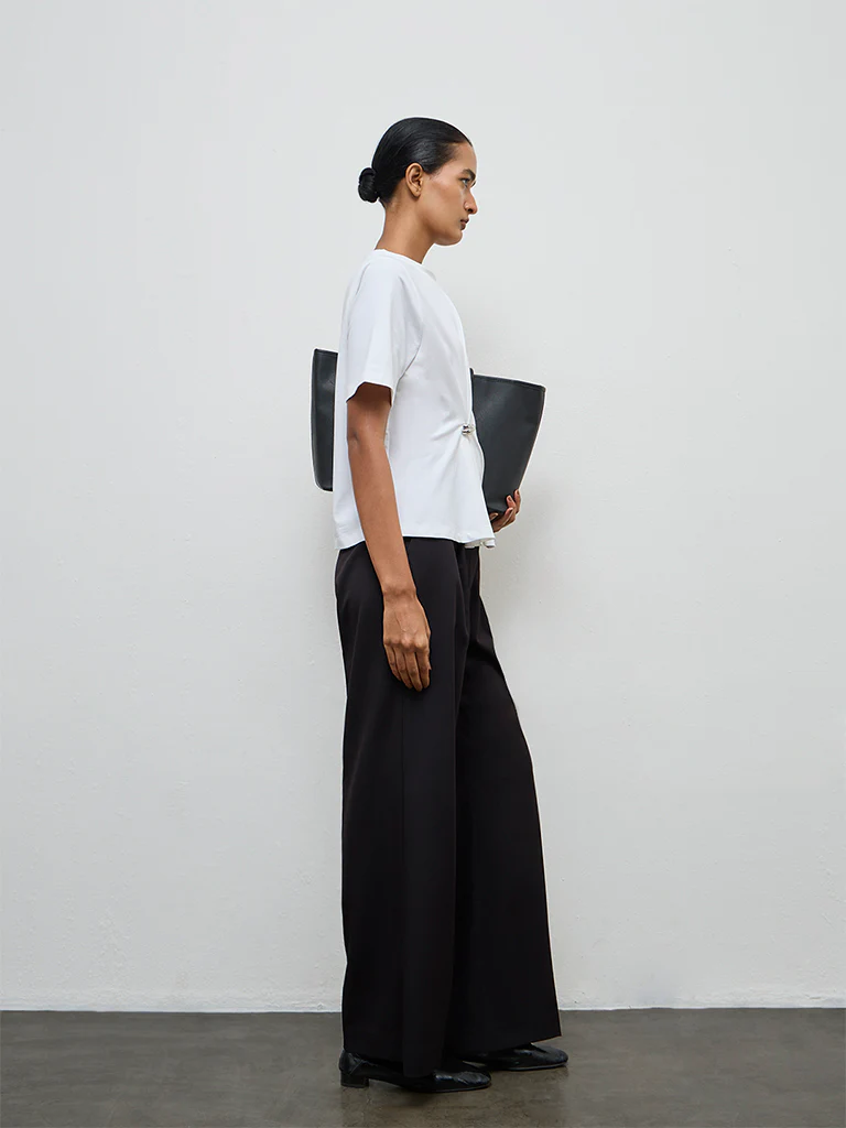 Wardrobe White Solid Cotton-Blend T-Shirt - Image 2