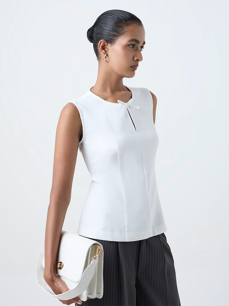 Wardrobe White Solid Cotton Top