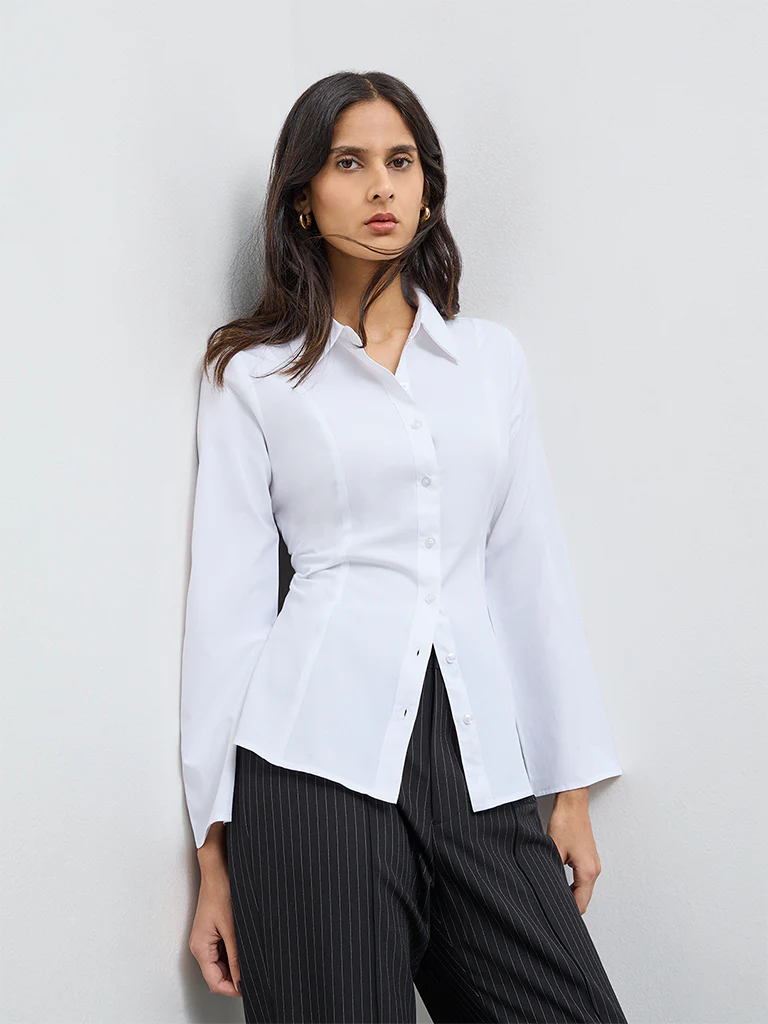 Wardrobe White Solid Shirt - Image 2