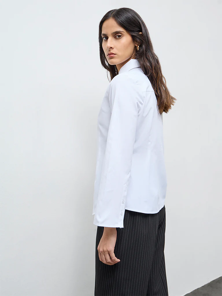 Wardrobe White Solid Shirt - Image 4
