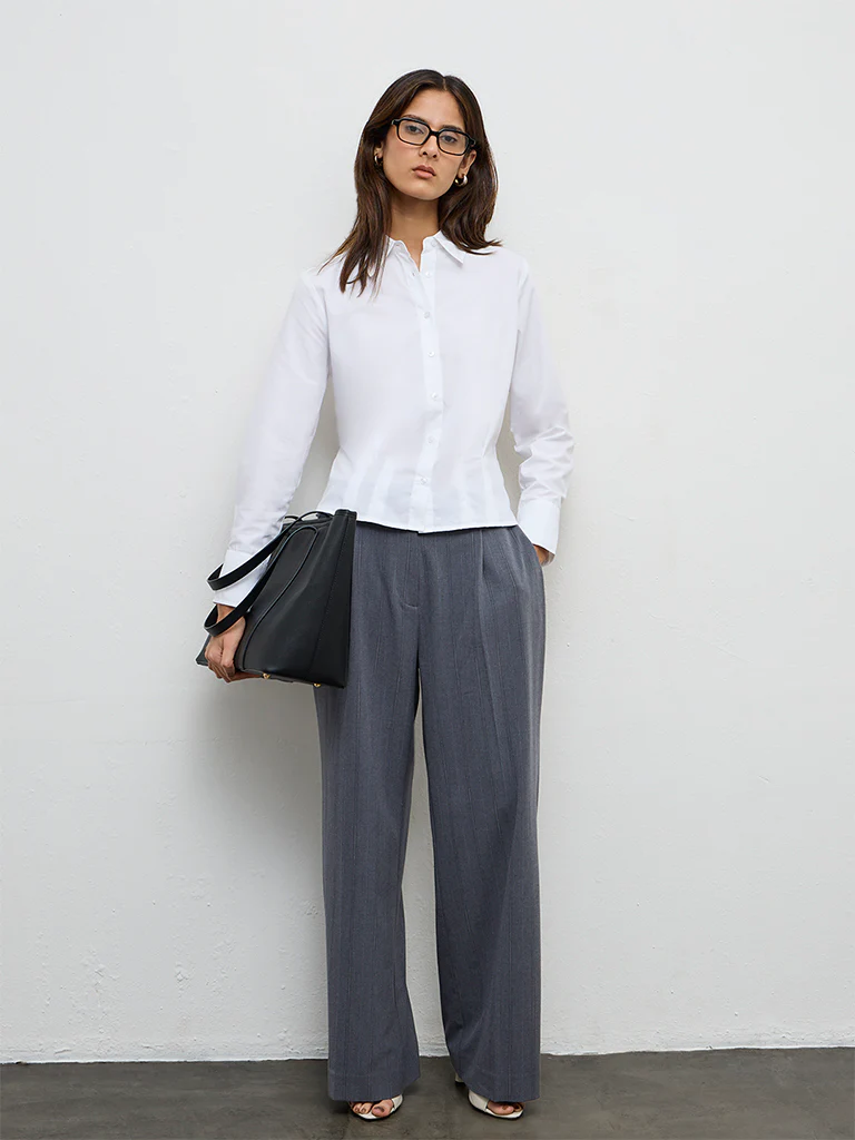 Wardrobe White Solid Shirt - Image 2
