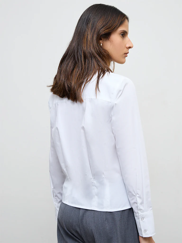 Wardrobe White Solid Shirt - Image 4