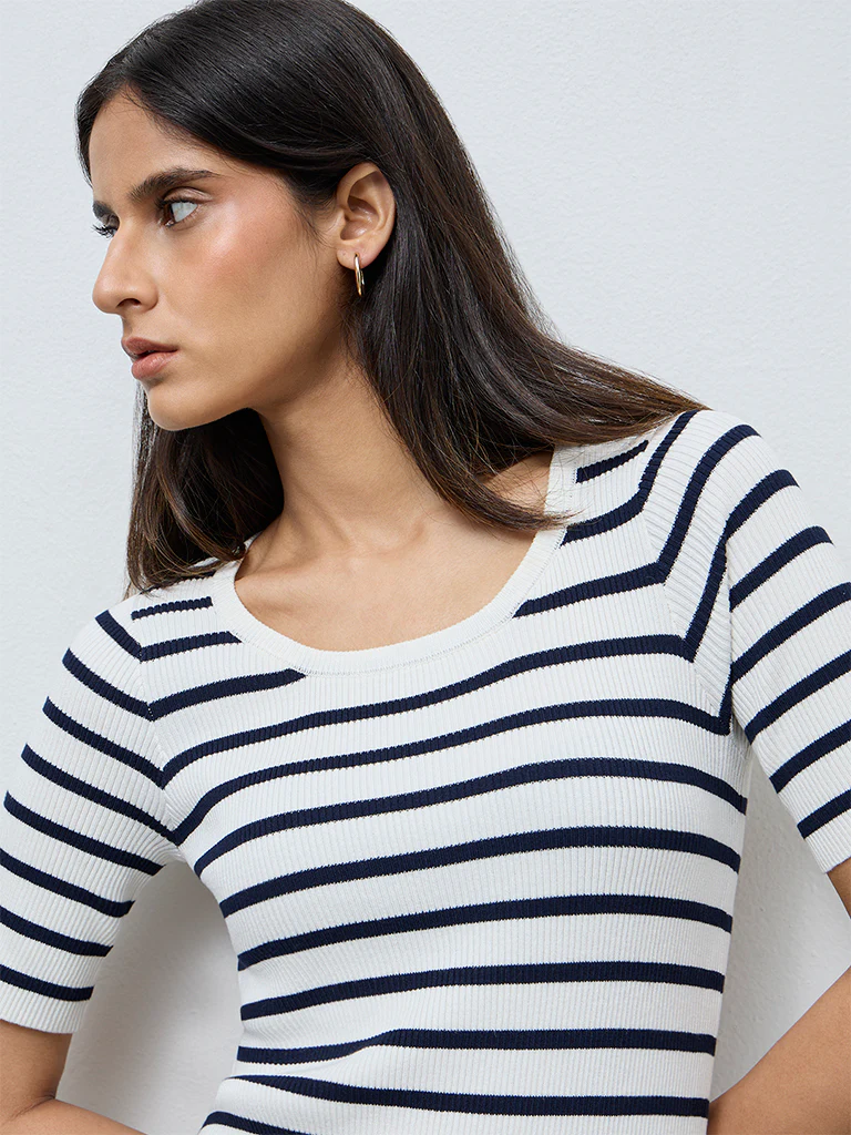 Wardrobe White Stripe Printed Bodycon Dress - Image 3