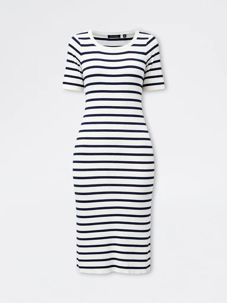 Wardrobe White Stripe Printed Bodycon Dress - Image 5