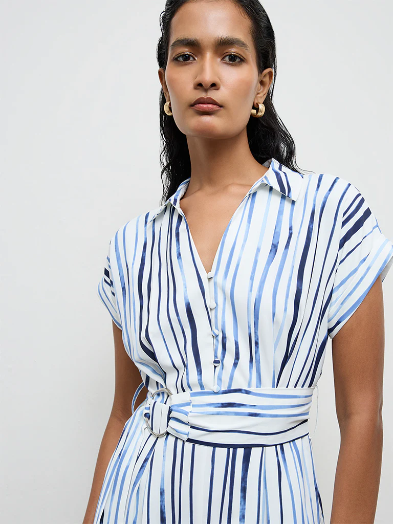 Wardrobe White Stripe Printed Shirt Dress - Image 3