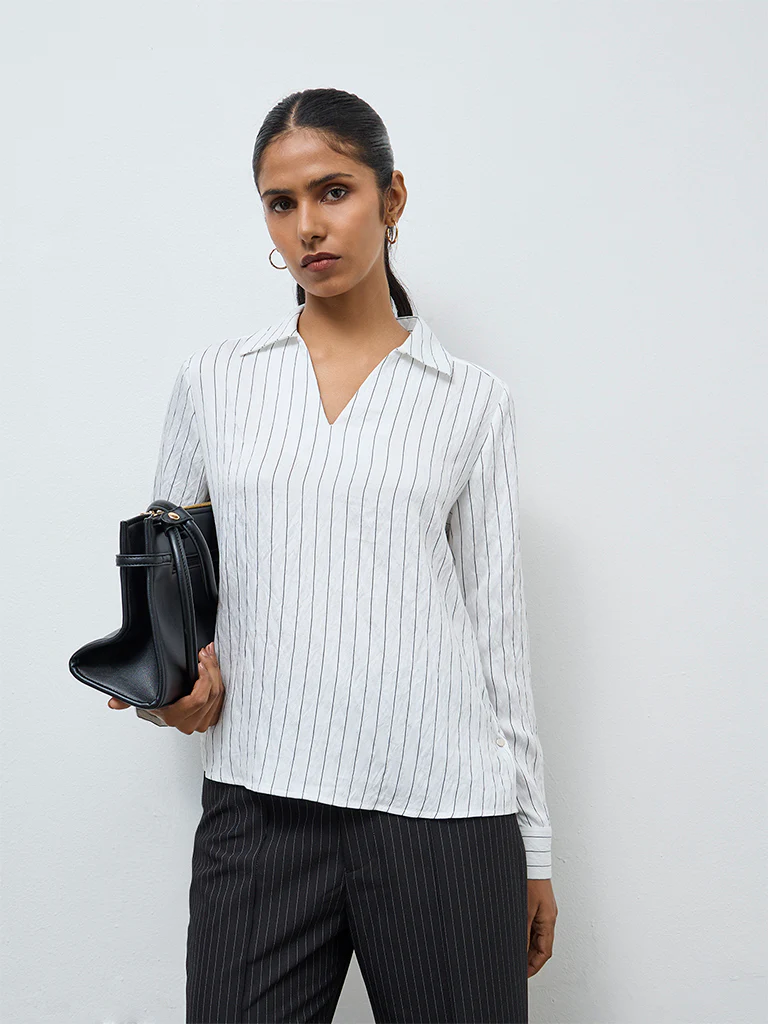 Wardrobe White Striped Blouse