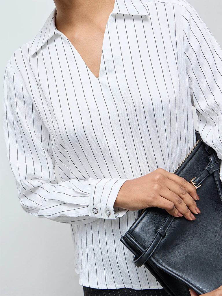 Wardrobe White Striped Blouse - Image 3