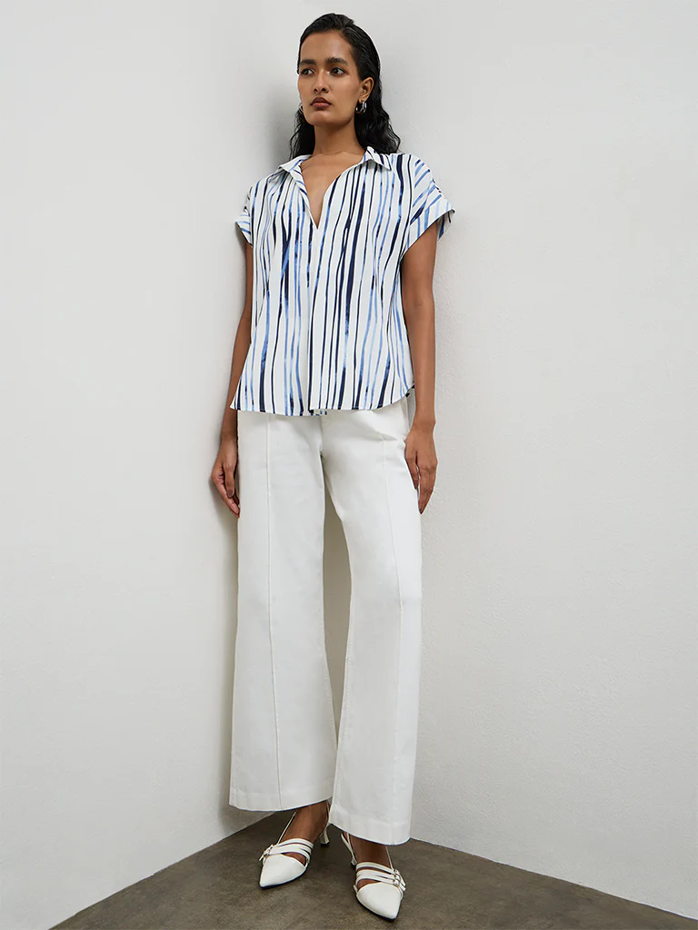 Wardrobe White Striped Blouse - Image 2