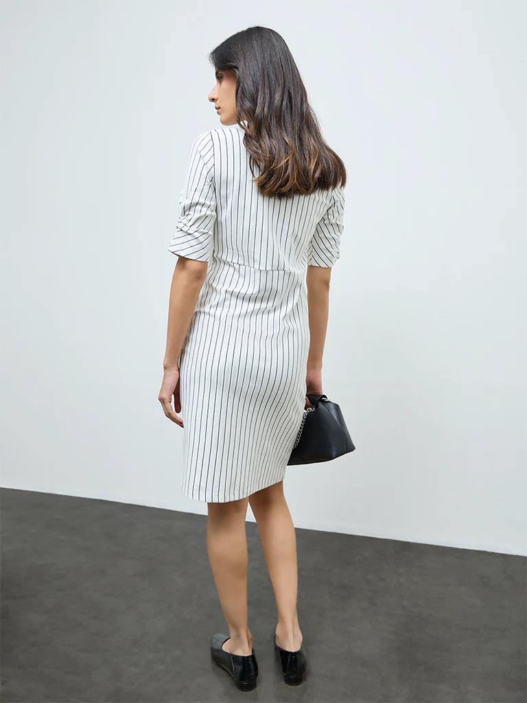 Wardrobe White Striped Bodycon Dress - Image 4