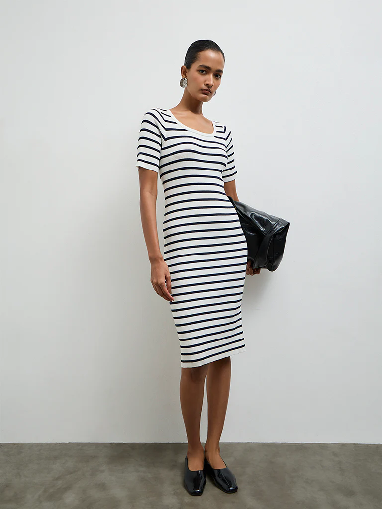 Wardrobe White Striped Bodycon Dress