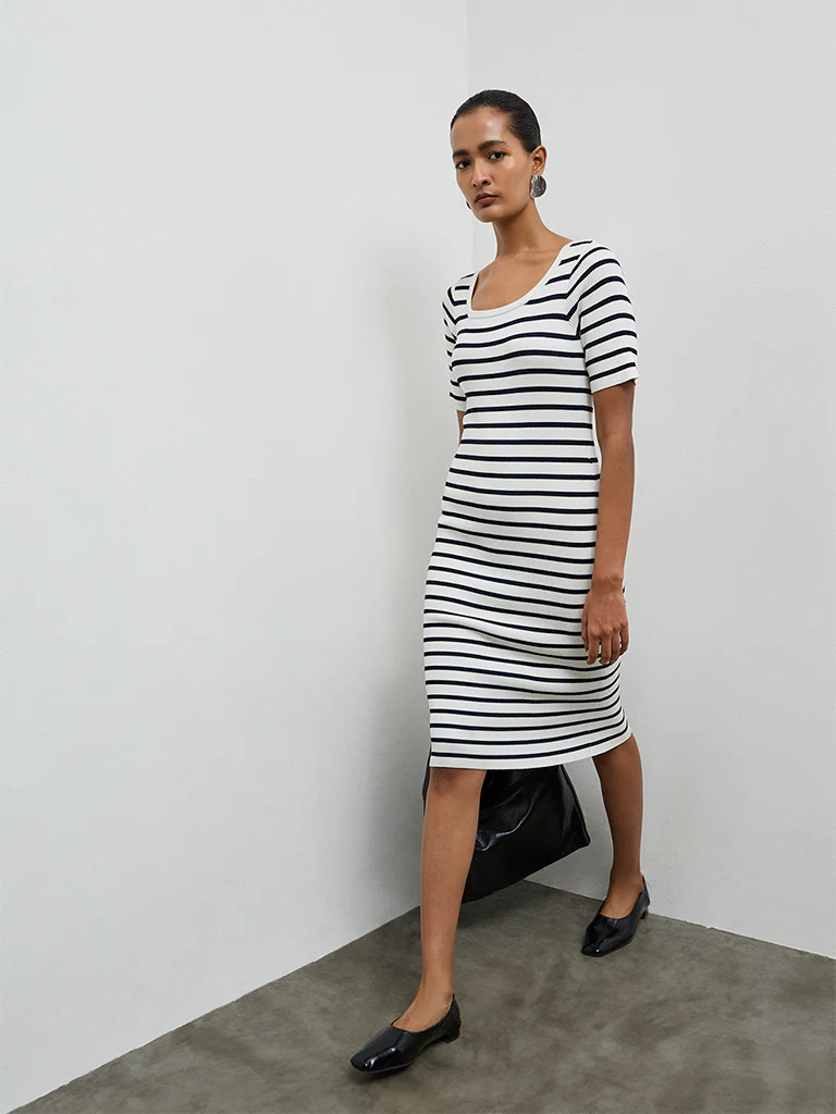Wardrobe White Striped Bodycon Dress - Image 2