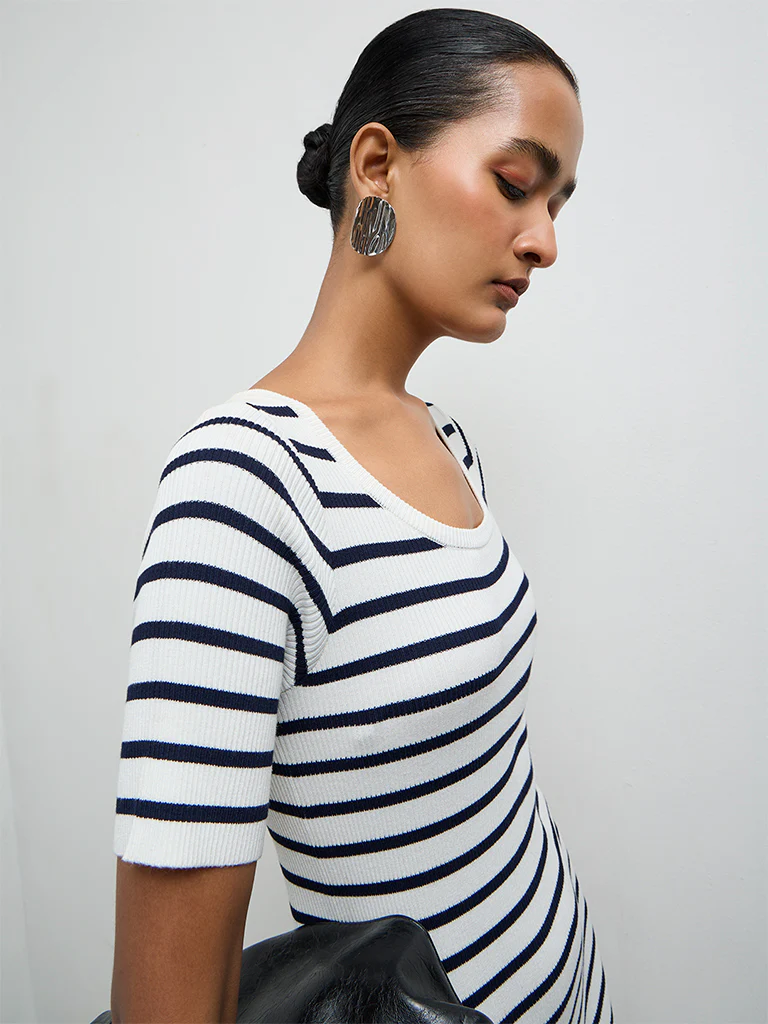 Wardrobe White Striped Bodycon Dress - Image 3