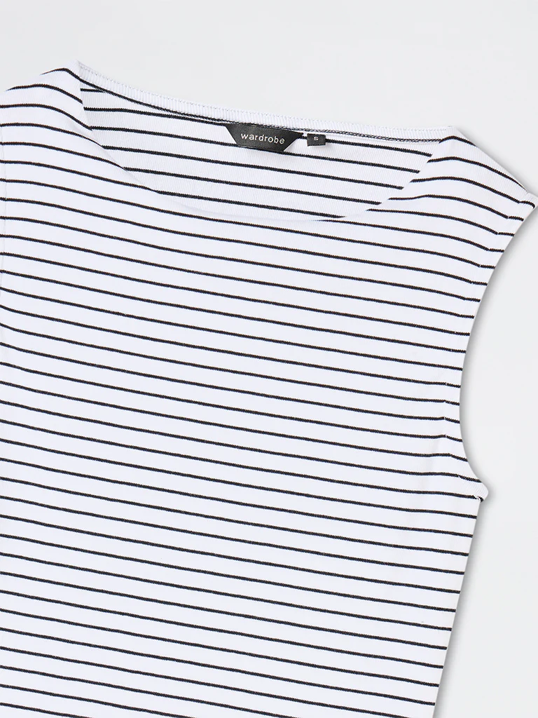 Wardrobe White Striped Cotton-Blend Top - Image 3