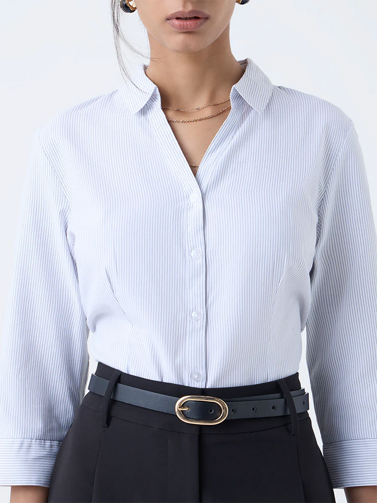 Wardrobe White Striped Shirt - Image 3