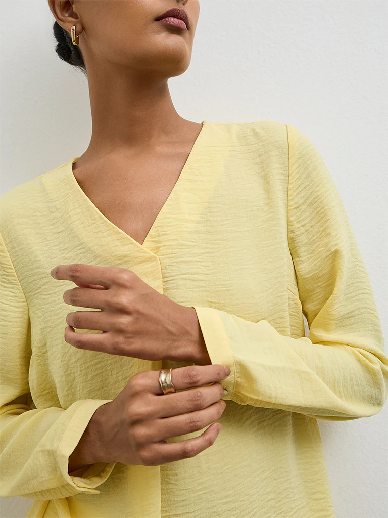 Wardrobe Yellow Crinkle-Textured Blouse - Image 3
