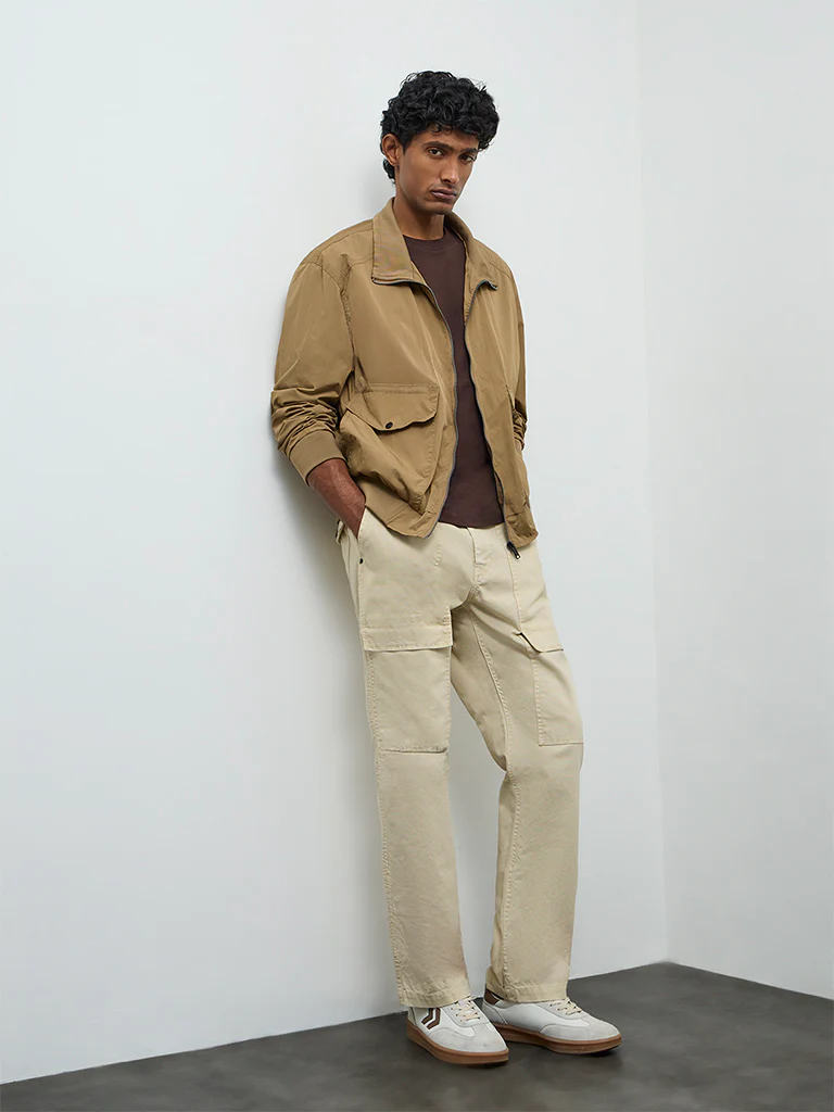 WES Casuals Beige Relaxed-Fit Jacket - Image 3