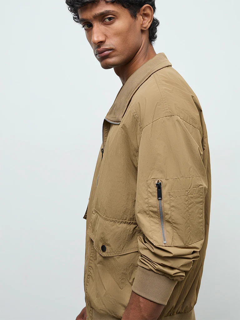 WES Casuals Beige Relaxed-Fit Jacket - Image 4