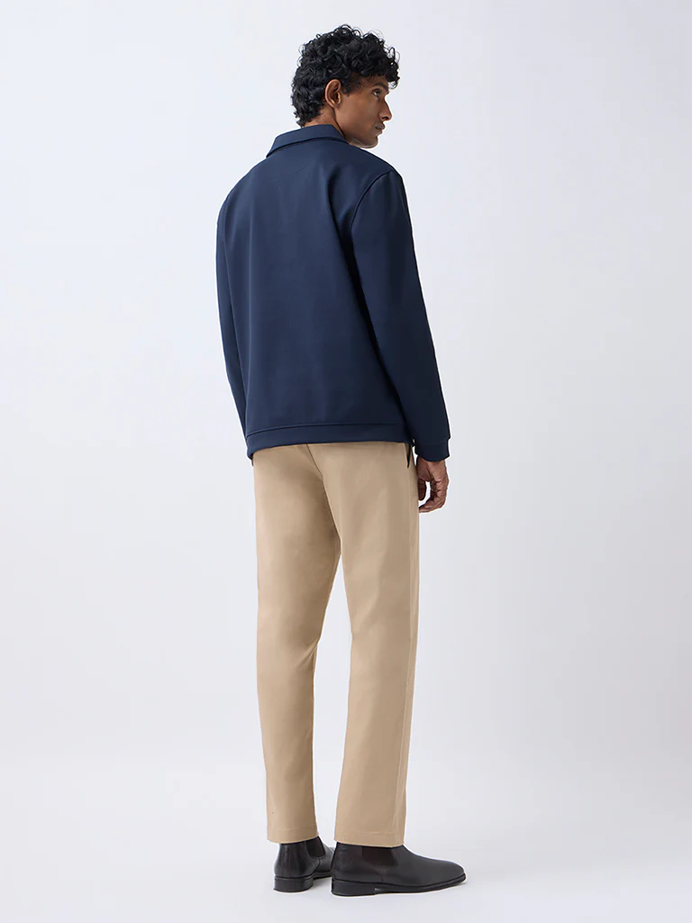 WES Casuals Beige Relaxed-Fit Mid-Rise Trousers - Image 4