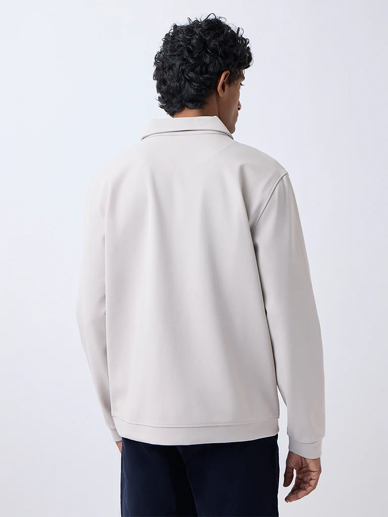 WES Casuals Beige Relaxed-Fit Quarter-Zip Sweatshirt - Image 5