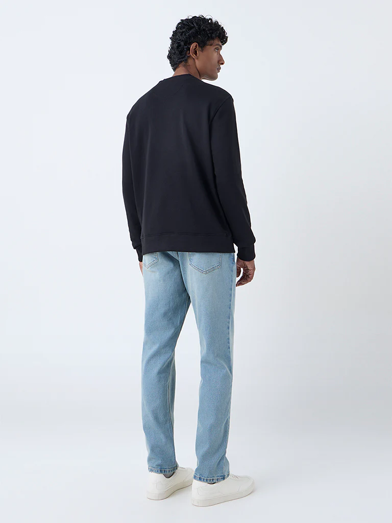 WES Casuals Black Relaxed-Fit Cotton-Blend Sweatshirt - Image 5