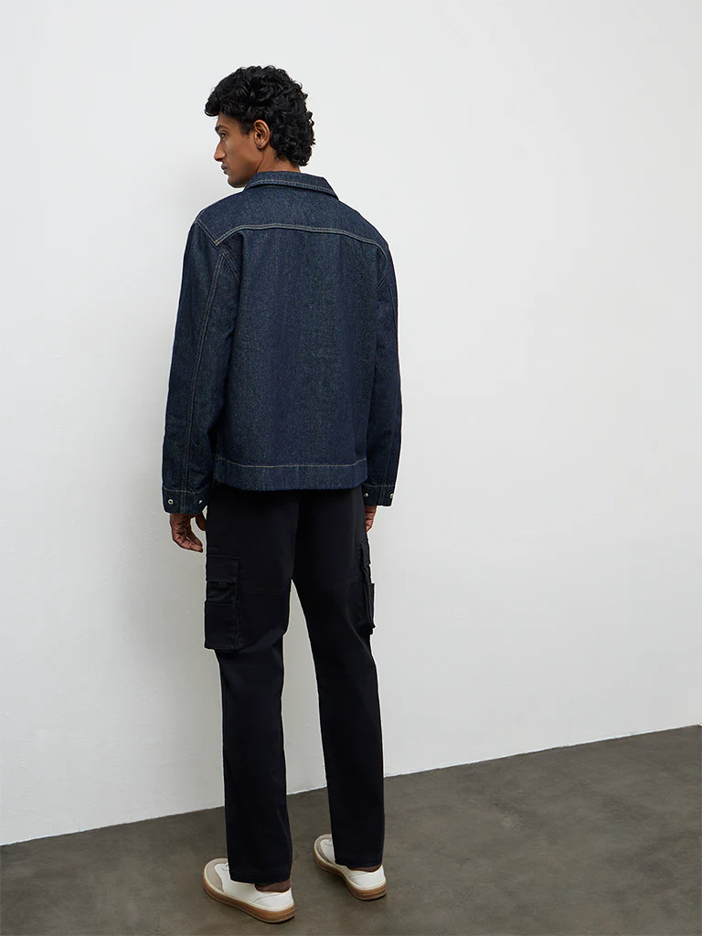 WES Casuals Black Relaxed-Fit Mid-Rise Cotton Cargo Pants - Image 5