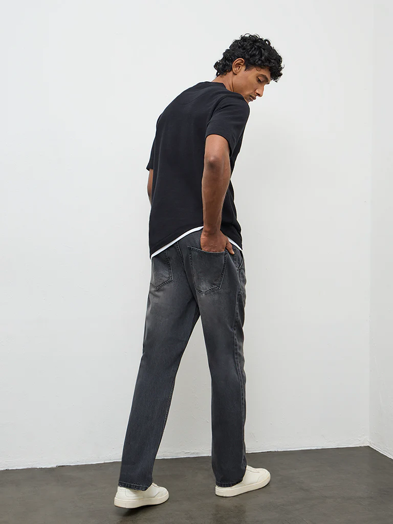WES Casuals Black Relaxed-Fit Mid-Rise Jeans - Image 4
