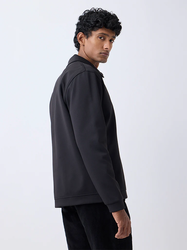 WES Casuals Black Relaxed-Fit Quarter-Zip Sweatshirt - Image 5