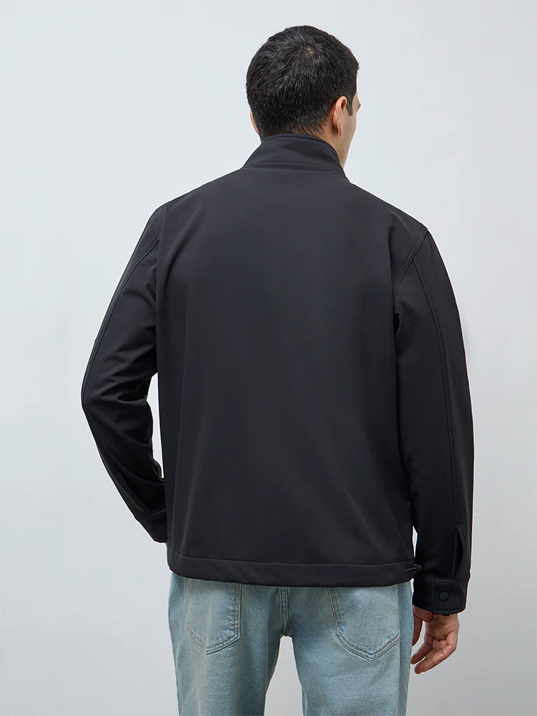 WES Casuals Black Solid Relaxed-Fit Jacket - Image 4