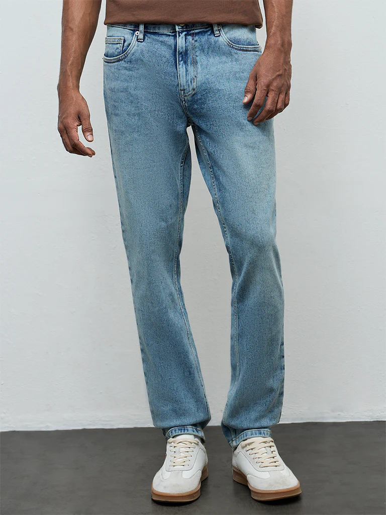 WES Casuals Blue Faded Slim-Fit Mid-Rise Jeans - Image 2