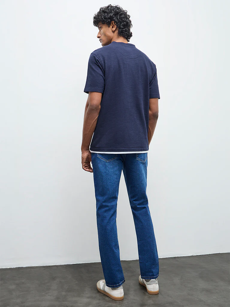 WES Casuals Blue Relaxed-Fit Mid-Rise Jeans - Image 3