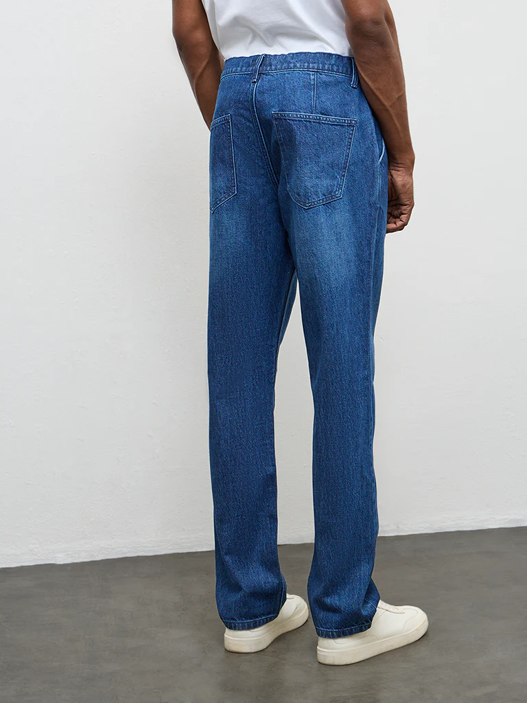 WES Casuals Blue Relaxed-Fit Mid-Rise Jeans - Image 4