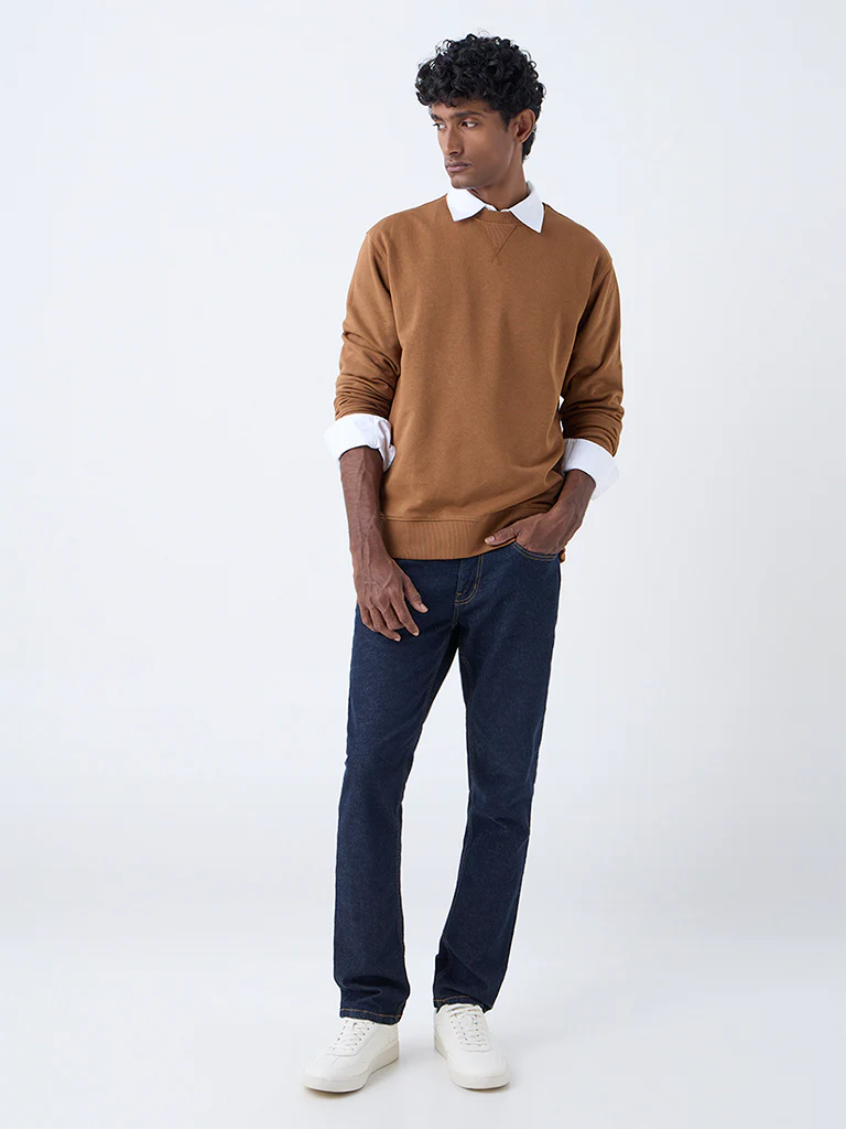 WES Casuals Brown Relaxed-Fit Cotton-Blend Sweatshirt - Image 3