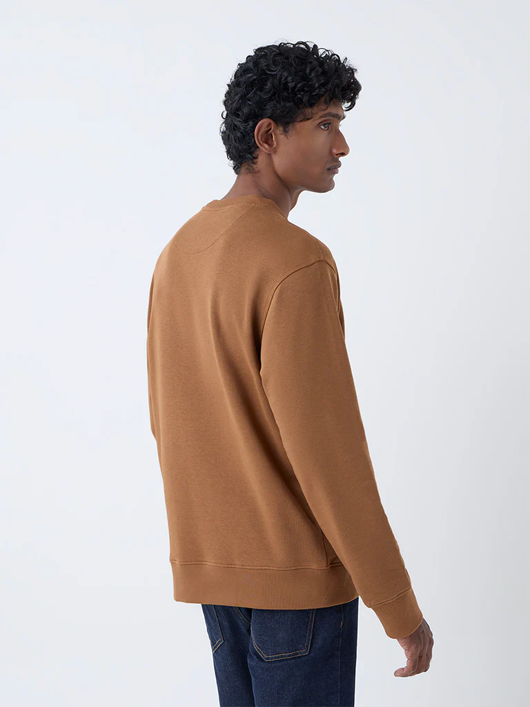 WES Casuals Brown Relaxed-Fit Cotton-Blend Sweatshirt - Image 5
