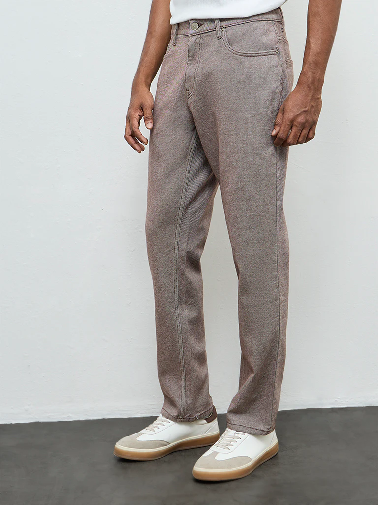 WES Casuals Brown Relaxed-Fit Mid-Rise Jeans - Image 3