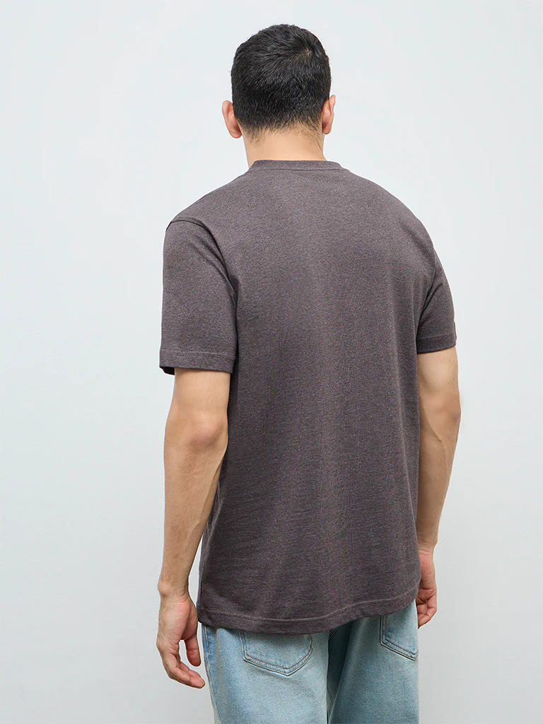 WES Casuals Brown Slim-Fit Cotton T-Shirt - Image 5