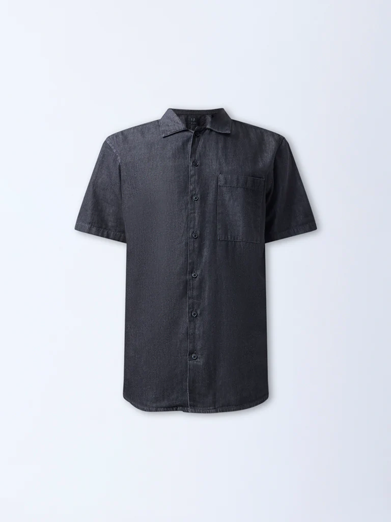 WES Casuals Charcoal Relaxed-Fit Denim Shirt - Image 6