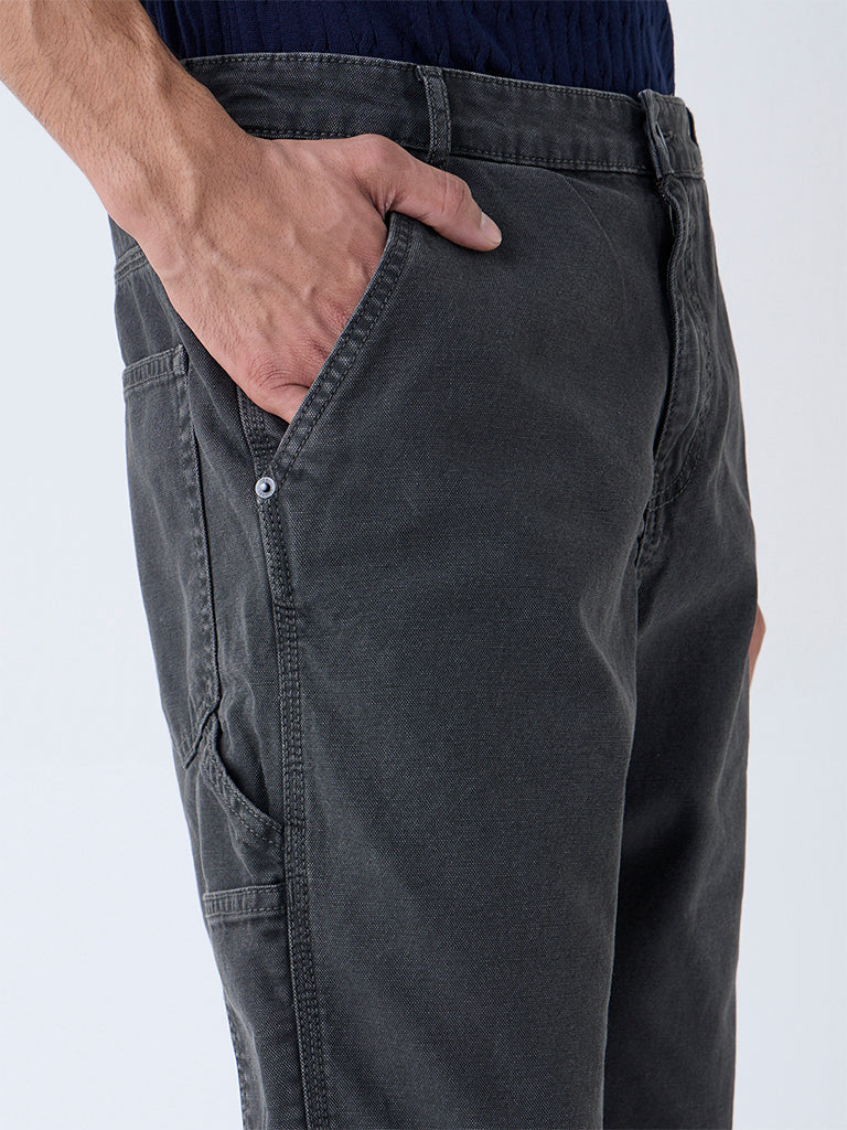 WES Casuals Charcoal Relaxed-Fit Mid-Rise Cotton Chinos - Image 3