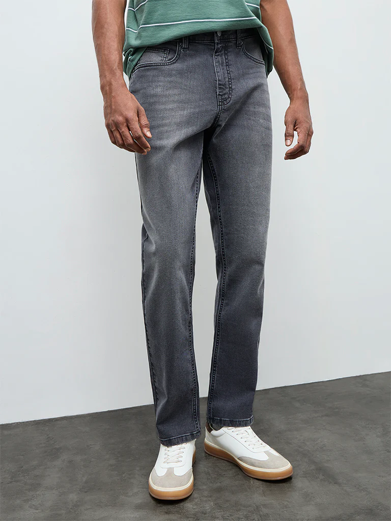 WES Casuals Charcoal Relaxed-Fit Mid-Rise Jeans - Image 2