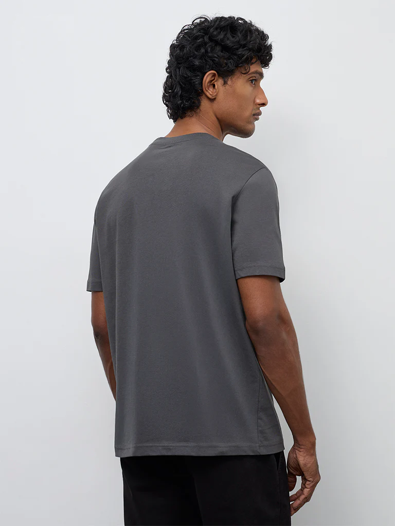 WES Casuals Charcoal Slim-Fit Cotton T-Shirt - Image 5