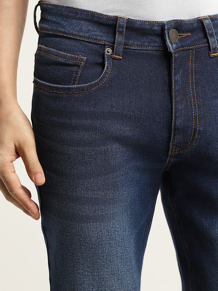WES Casuals Dark Blue Relaxed-Fit Mid-Rise Jeans - Image 2