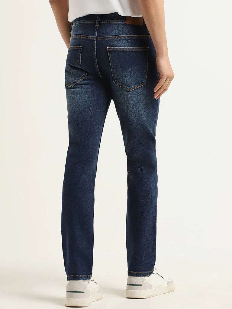 WES Casuals Dark Blue Relaxed-Fit Mid-Rise Jeans - Image 4