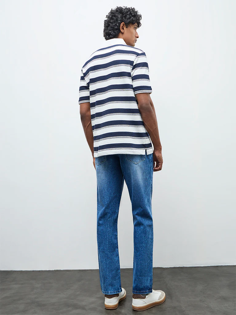 WES Casuals Dark Blue Relaxed-Fit Mid-Rise Jeans - Image 4