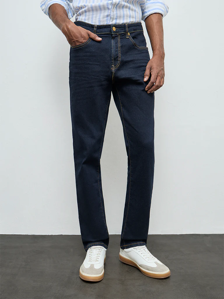 WES Casuals Dark Blue Slim-Fit Mid-Rise Jeans - Image 2