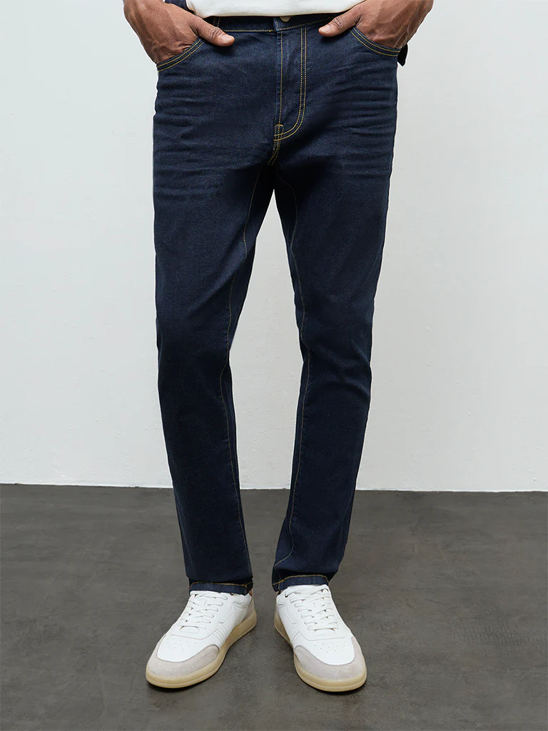 WES Casuals Dark Blue Slim-Fit Mid-Rise Jeans - Image 2