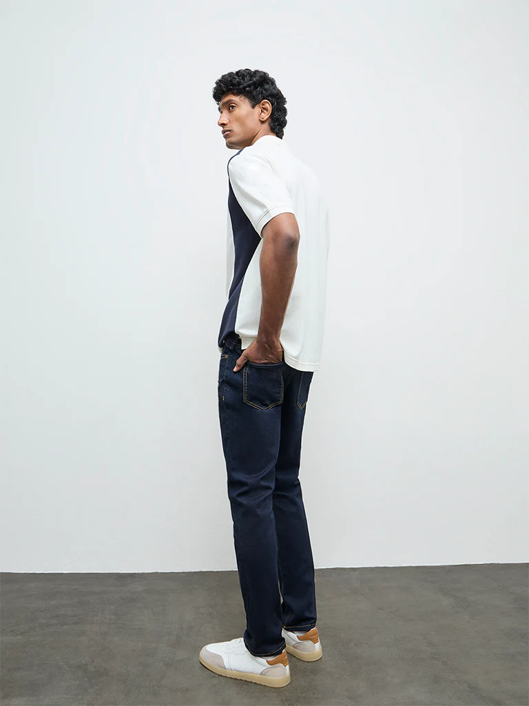 WES Casuals Dark Blue Slim-Fit Mid-Rise Jeans - Image 4