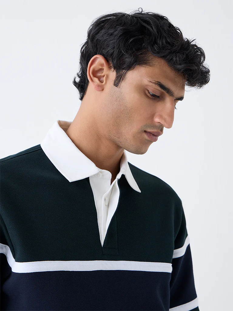 WES Casuals Emerald Green Relaxed-Fit Cotton-Blend Polo T-Shirt - Image 4