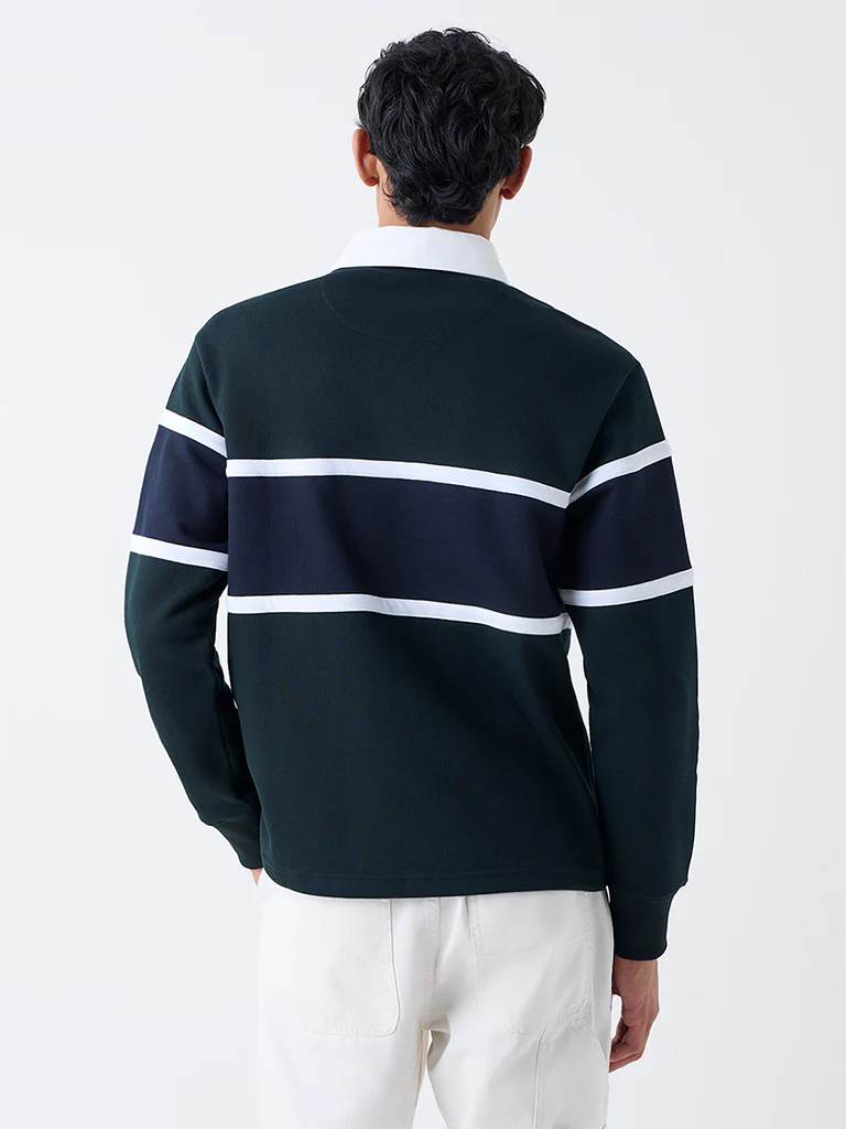 WES Casuals Emerald Green Relaxed-Fit Cotton-Blend Polo T-Shirt - Image 5