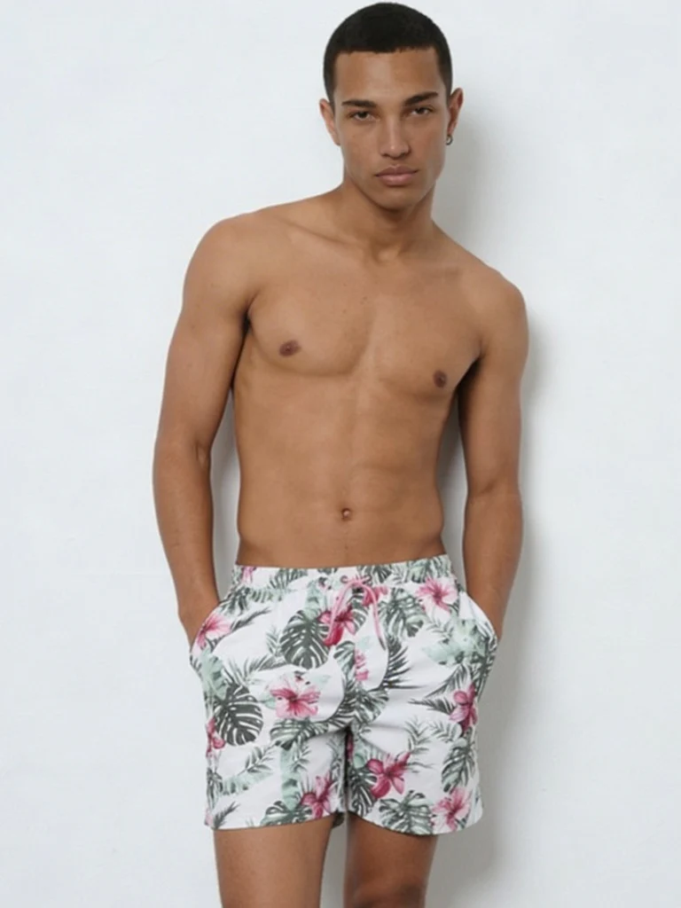 WES Casuals Green Foliage Printed Relaxed-Fit Mid-Rise Swimwear Shorts - Image 2